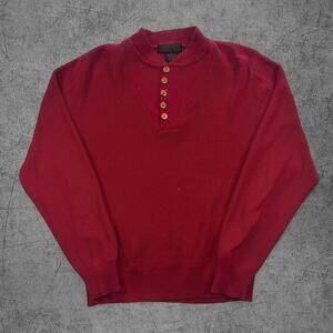 Vintage 90s Eddie Bauer 1/4 Button Red Knit